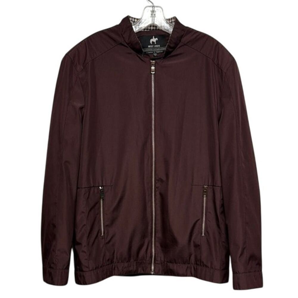 Men's West Louis Burgundy Rain Windbreaker Jacket Size XL‎